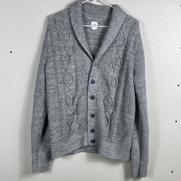 GAP Other - Gap fisherman cable knit sweater cardigan gray mens size large